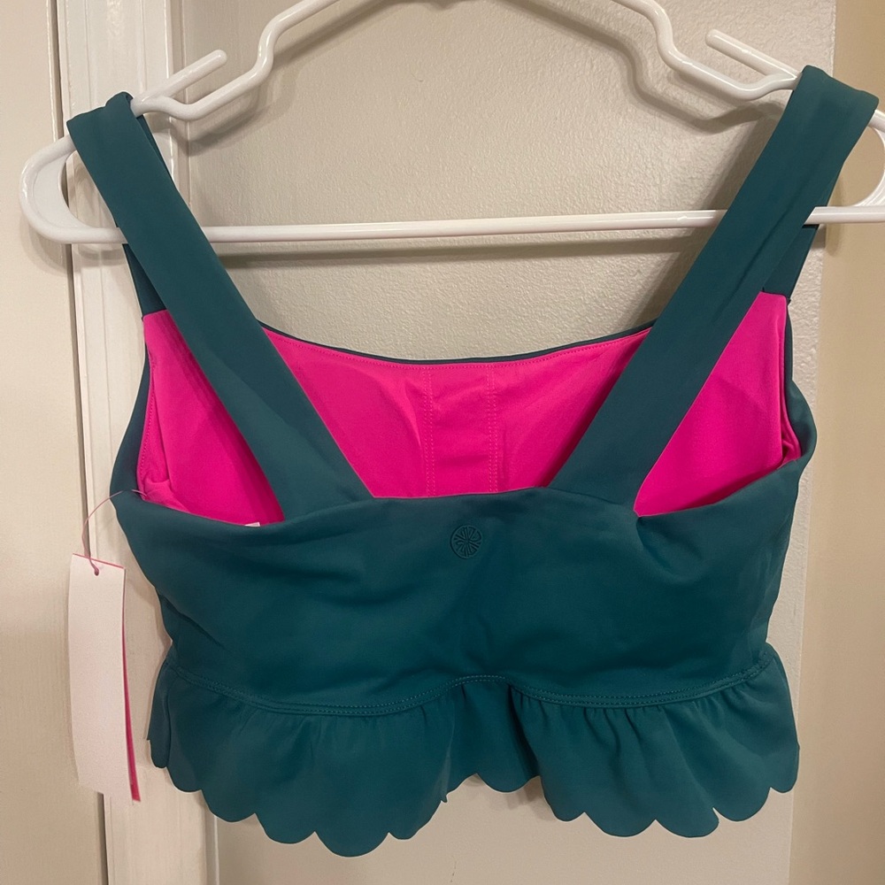 Lilly Pulitzer Luxletic Luisa scalloped green sports bra top - Picture 2 of 5